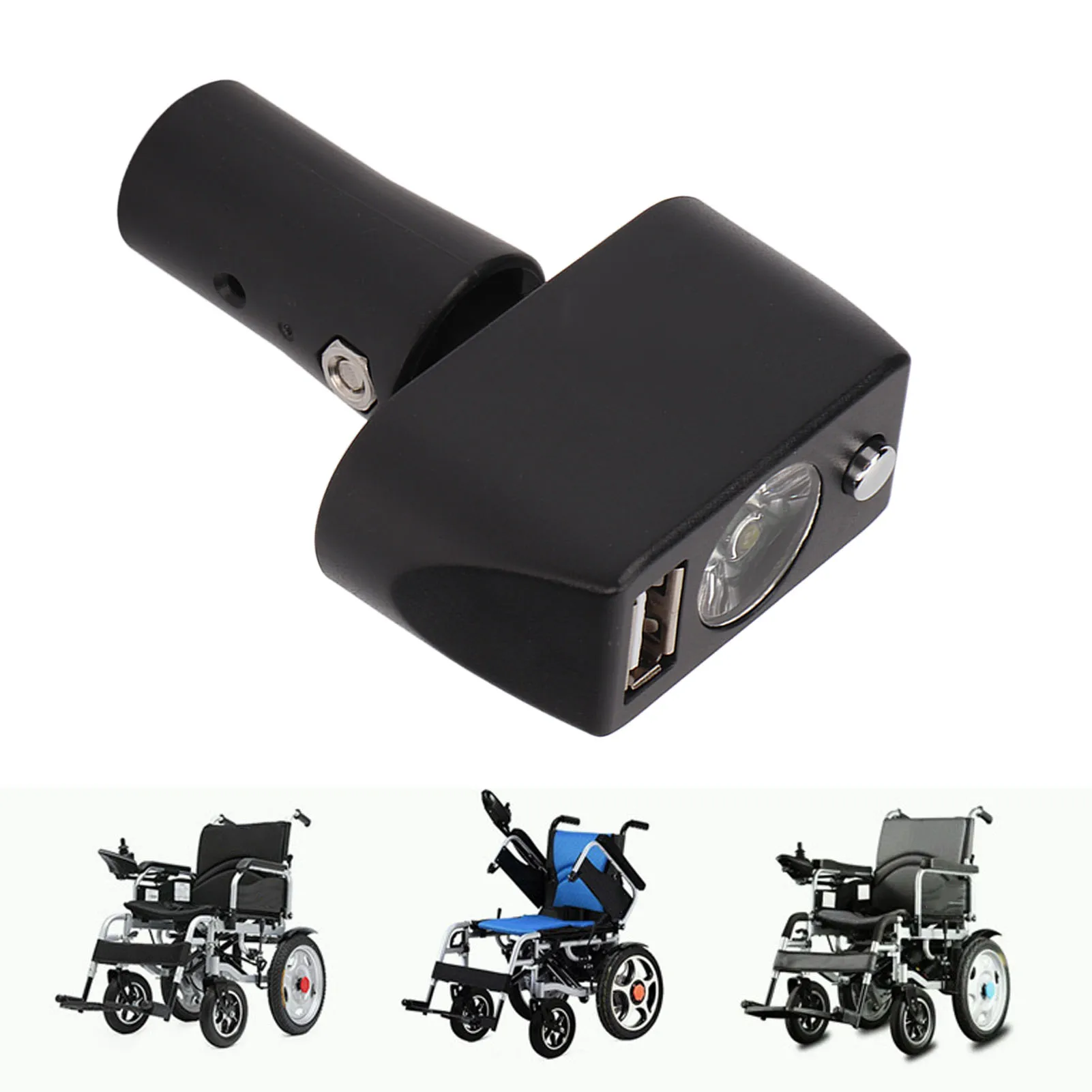 1pcs Electric Wheelchair Light 3 Pin XLR Head USB Charging Adjustable Angle LED Power Wheelchair Lighting Controller Accessories