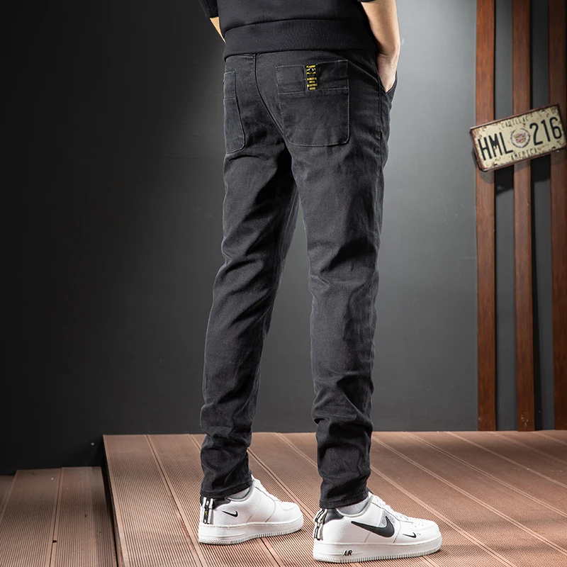 Casual Trousers Men's Solid Color High-Grade Fashionable Loose Casual Washed Cotton Denim Spring Summer Slim Fit Skinny Stretch