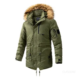 Men Hooded Long Down Jackets With Fur Collar Winter Overcoats Warm Parkas Quality Male Casual Jackets Winter Outdoor Long Coats