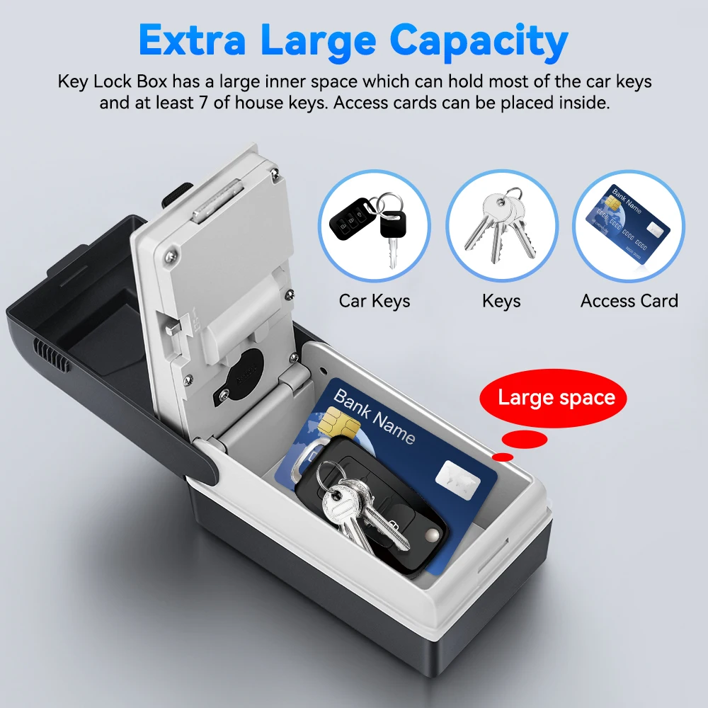 Anti Theft Large Capacity Safe Key Box Wall Mounted Key Box 4 Digit Combination Metal Key Safe Lock Box