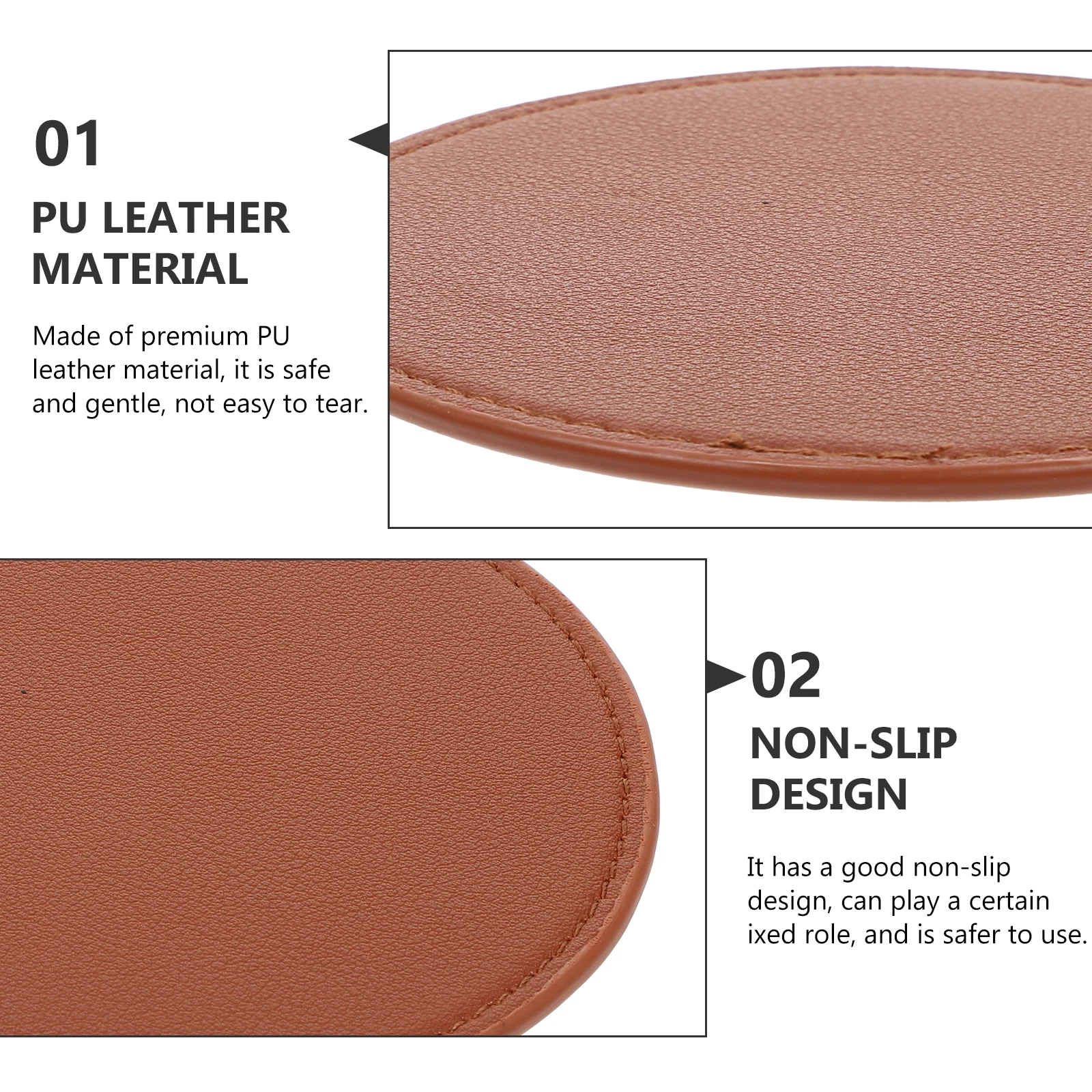 

6pcs Thickened Pu Cup Pad Heat-Proof Mat Non-Slip Round-Shaped Household Coasters Insulation Cup Cushion Anti-Scalding