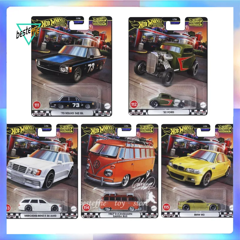 Hot Wheels Car Culture Boulevard Series Car Model 1/64 Volkswagen Bus Bmw M3 Benz E 36 Cars Model Boy Collection Birthday Gift