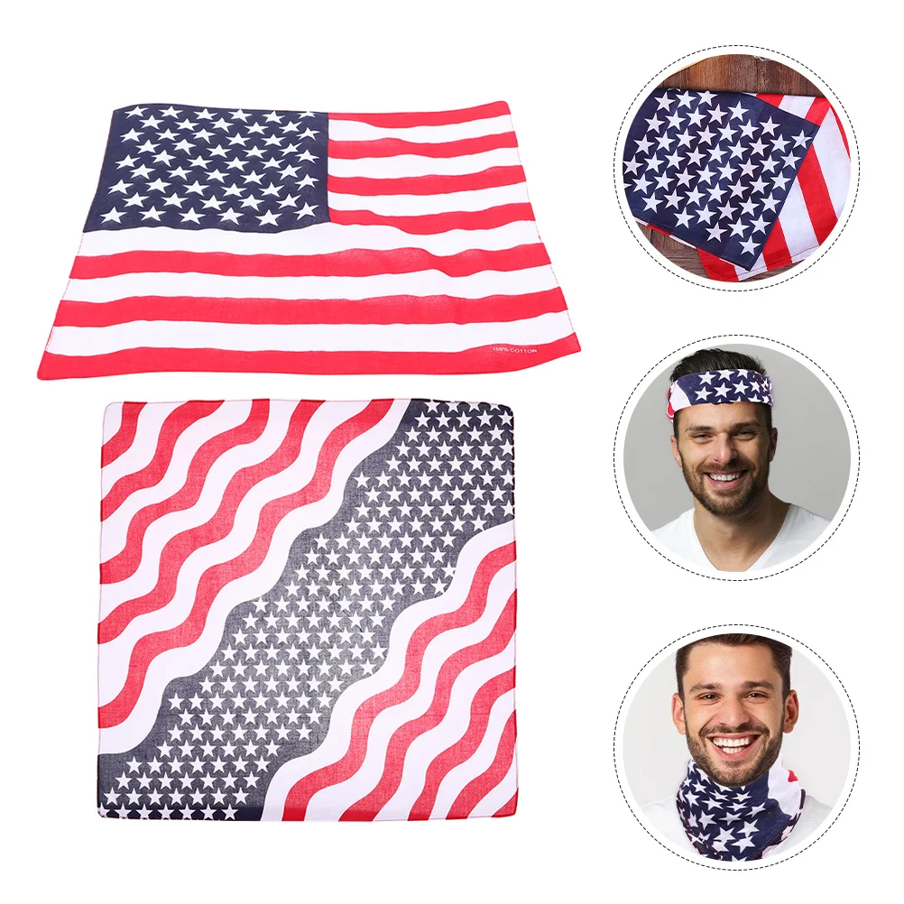 

2Pcs Multifunctional Headscarf American Flag Kerchiefs Versatile for Independence Day Patriotic Bandanas Outdoor Headwear Usa