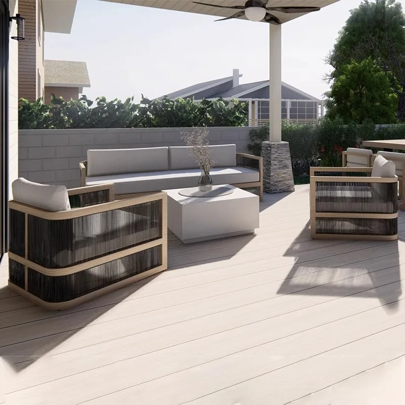 

Customizable Nordic outdoor courtyard sofa coffee table combination