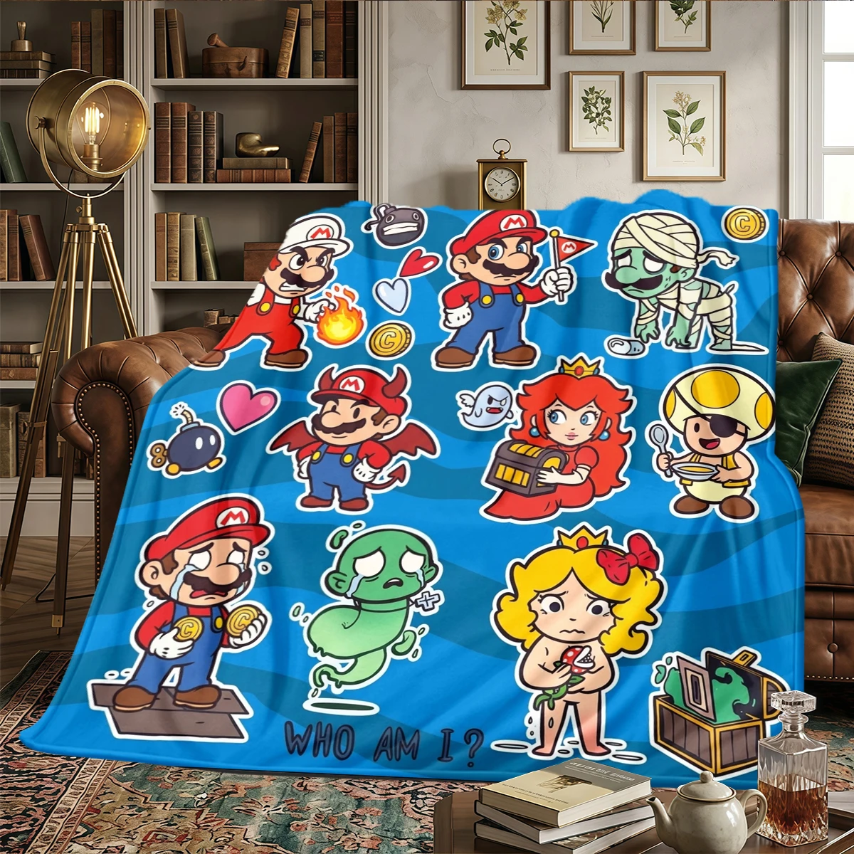 Теплое и удобное фланелевое одеяло с принтом Super Mario, для спален, диванов, кроватей, стульев, пикников, путешествий -HE60