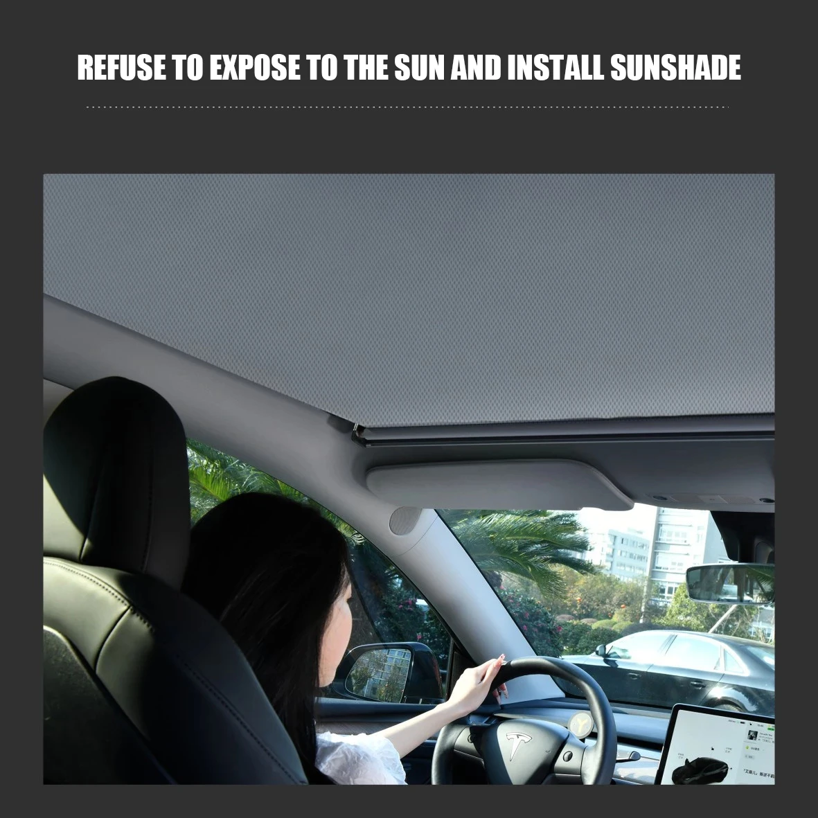 Livingfun Retractable glass roof Sun Shade Heat Insulation For Tesla model 3 Model Y Accessories