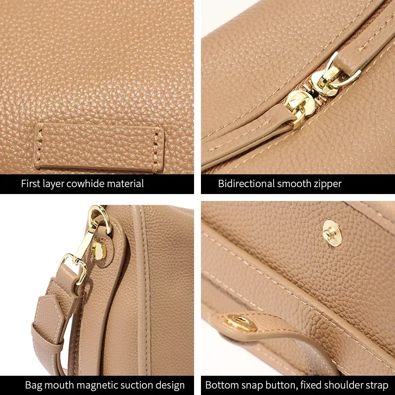 สุภาพสตรีแฟชั่นการเดินทางกระเป๋าถือหญิง Cowhide ธรรมชาติ Casual Crossbody กระเป๋าผู้หญิง Retro วัวแท้กระเป๋าหนัง