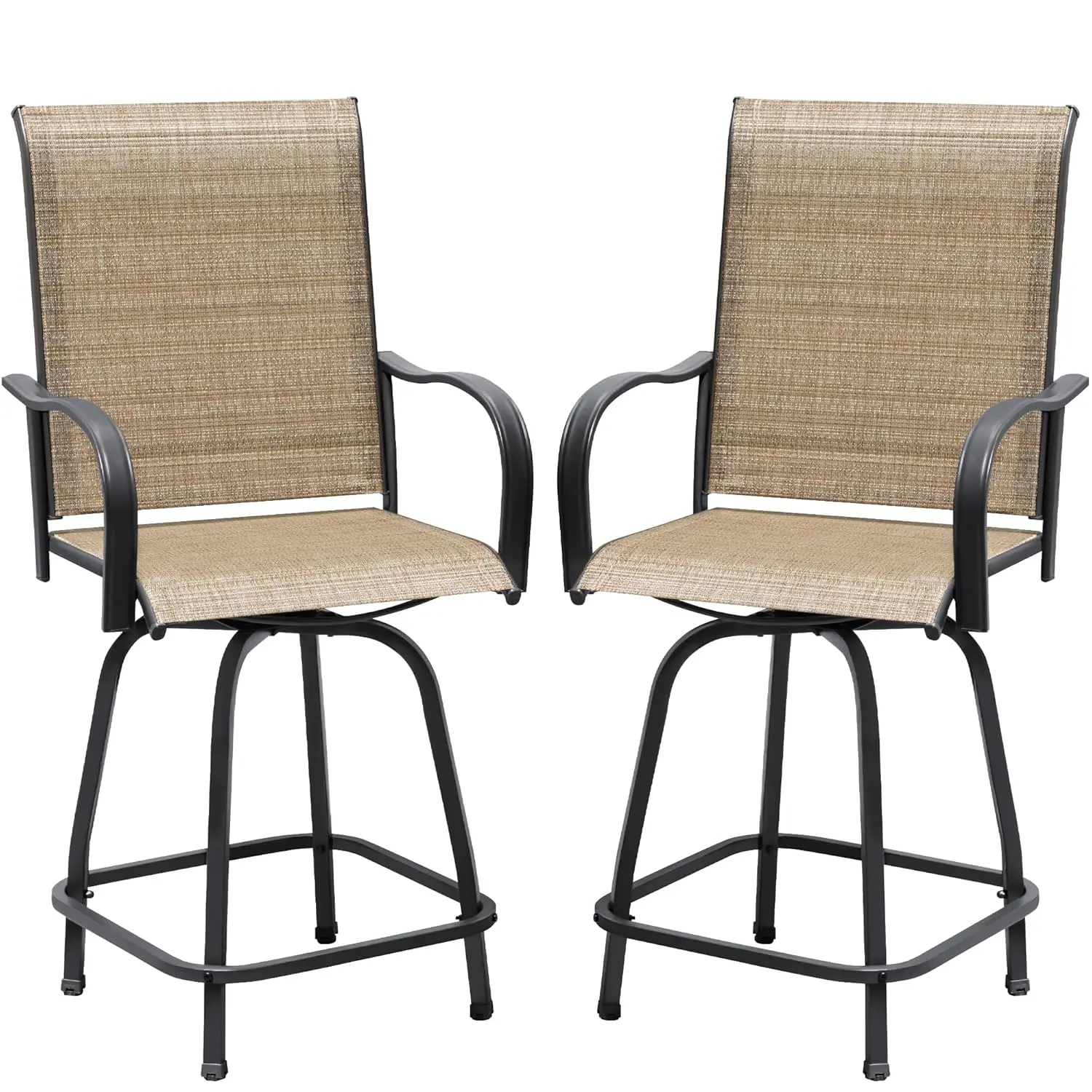 

All-Weather Swivel Counter Height Bar Stools Set of 2 Outdoor Patio Furniture Bistro Lawn Garden Backyard, Customized
