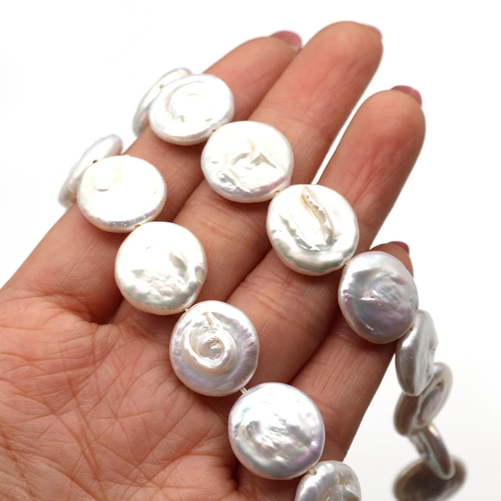 2-4 Pcs Natural Freshwater Pearl Button Shape Charm Fashion Ladies DIY Pearl Creative Necklace Bracelet Earring Jewelry 16-17mm