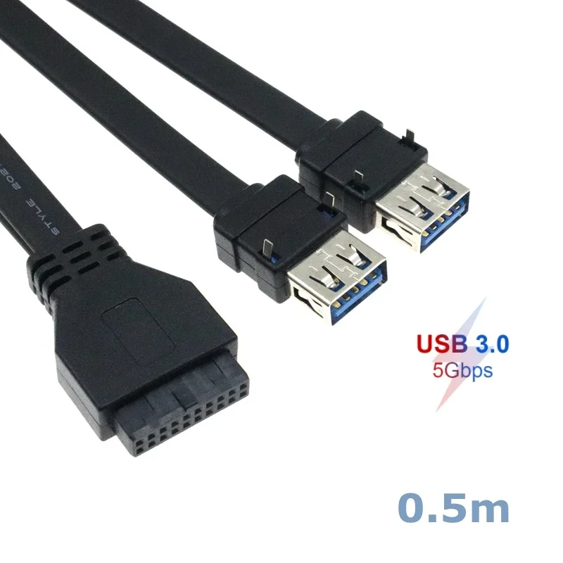 60 سنتيمتر عالية السرعة اللوحة الأمامية مهائي كابلات 20Pin إلى 2 منفذ USB 3.0 مع القدم الثابتة للكمبيوتر المكتبي حالة الكمبيوتر Chassi