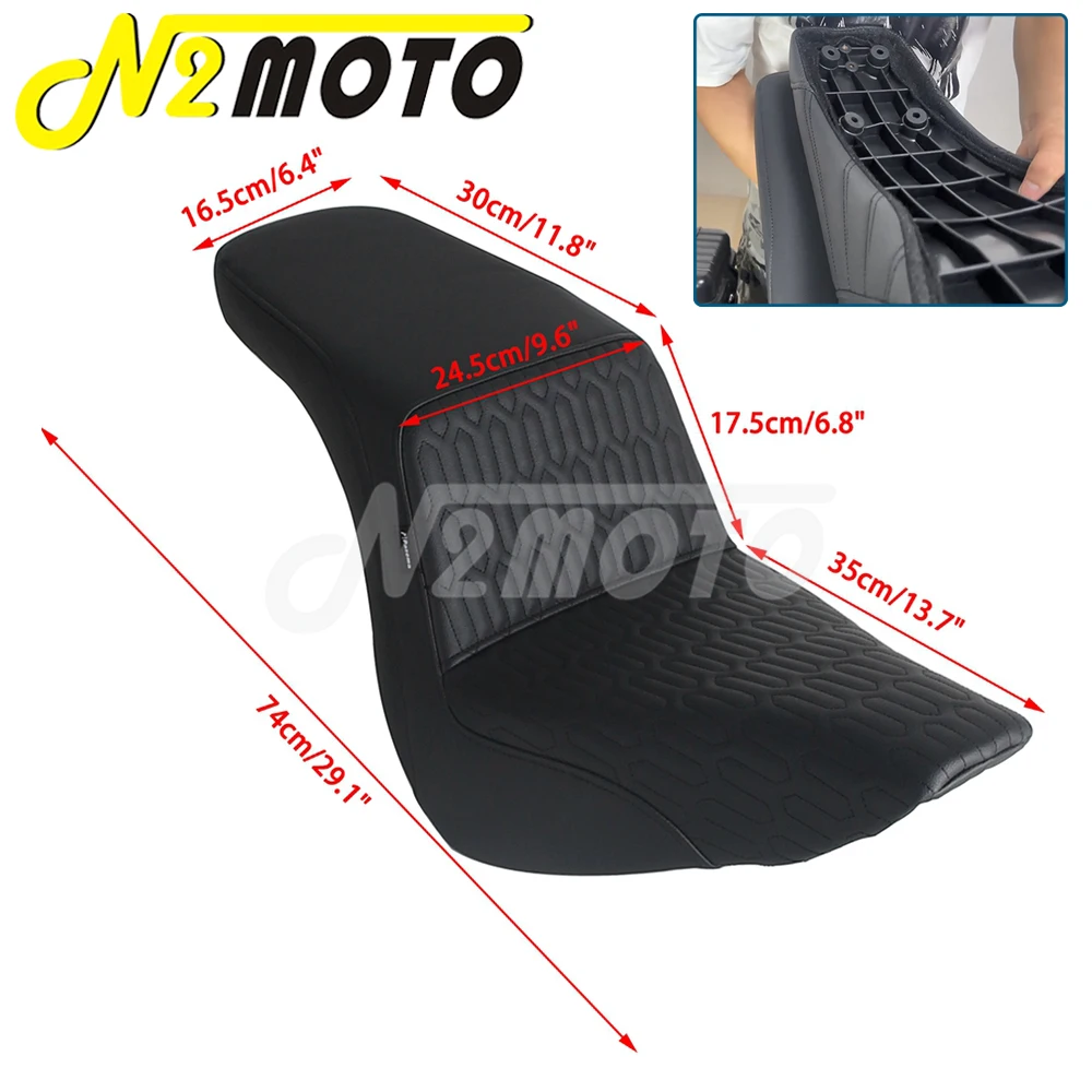 Motorcycle Two-Up Driver Passenger Seat For Harley Softail Low Rider Sport Glide 18-21 FXLRST 22-24 2-up Front Rear Cushion Seat