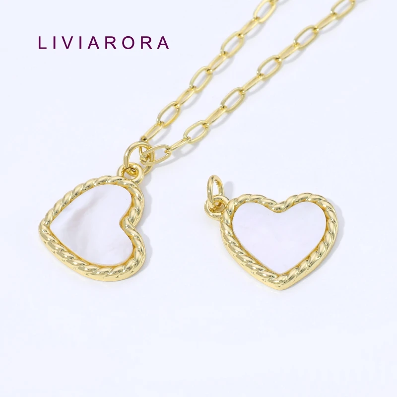 1/2Pcs 18K Gold Plated Brass Heart Shell Pendant Rope Edge Charm For Fashion Necklace Jewelry Making Accessories,DIY Materials
