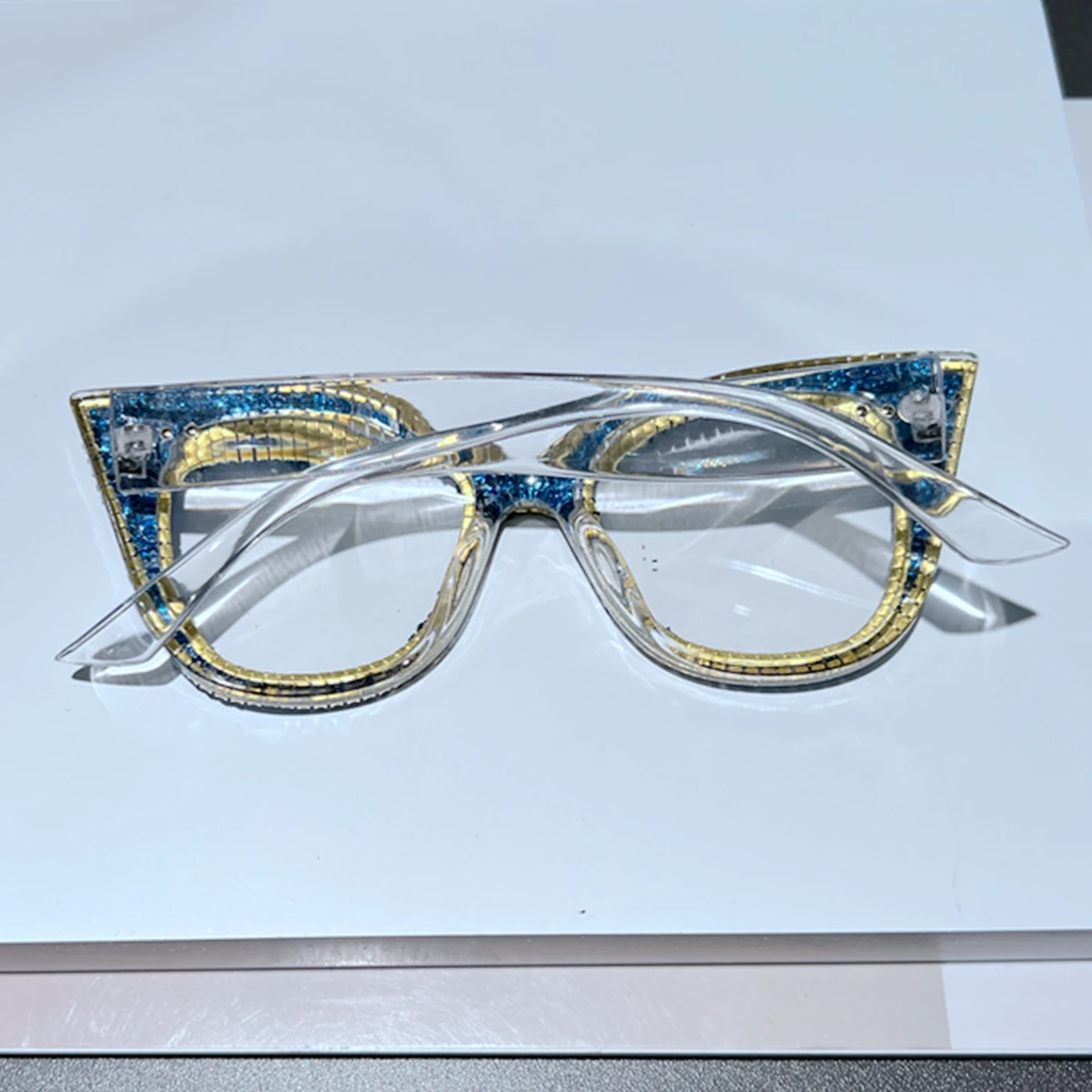 Handmade Mix Stones Decoration Cat Eyes Women Anti Blue Glasses Computer Frame Optical Lenses New Arrival 2024