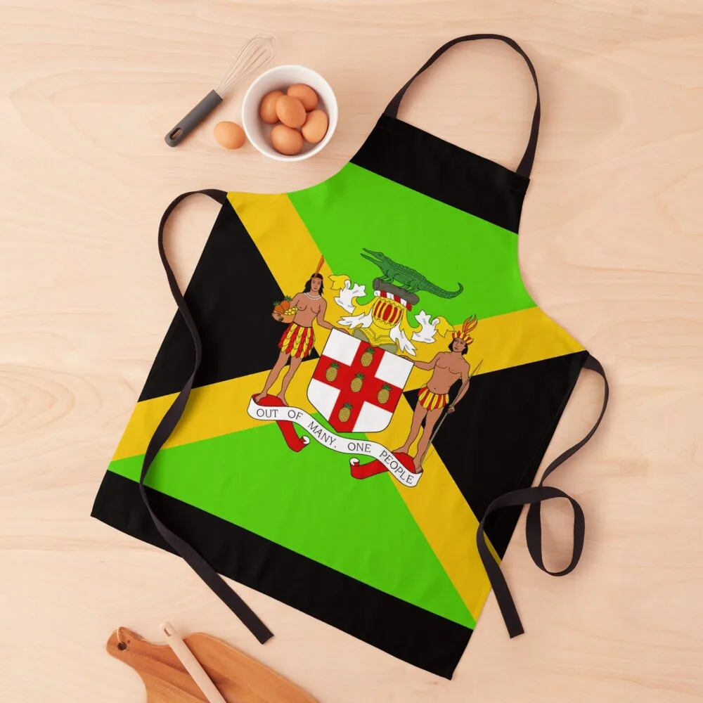 Black Jamaican coat of arms flag Apron Restaurant kitchen jacket woman Kitchen Supplies Apron