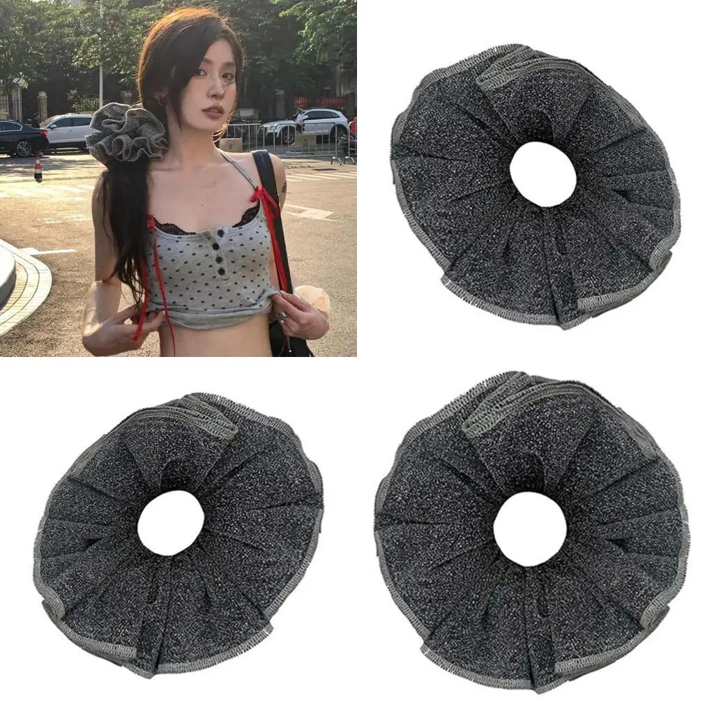 

A52E Glitter Dark Hair Rope Hair Bun Scrunchies Elastic Hair Rope Hair Scrunchy Vintage HairBands Female Accessories