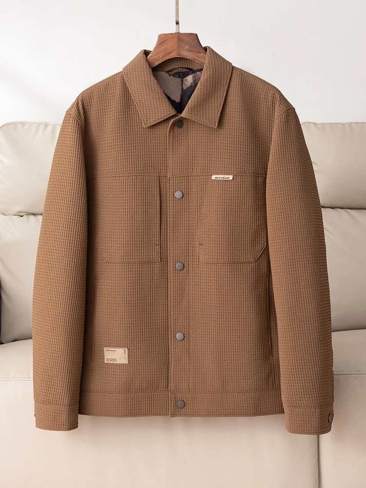 

Warm Casual Plaid Flannel Jaet Men's Spring Autumn Faionable Loose Fit Polyester Fabric Bird Patterned Knitwear Coat