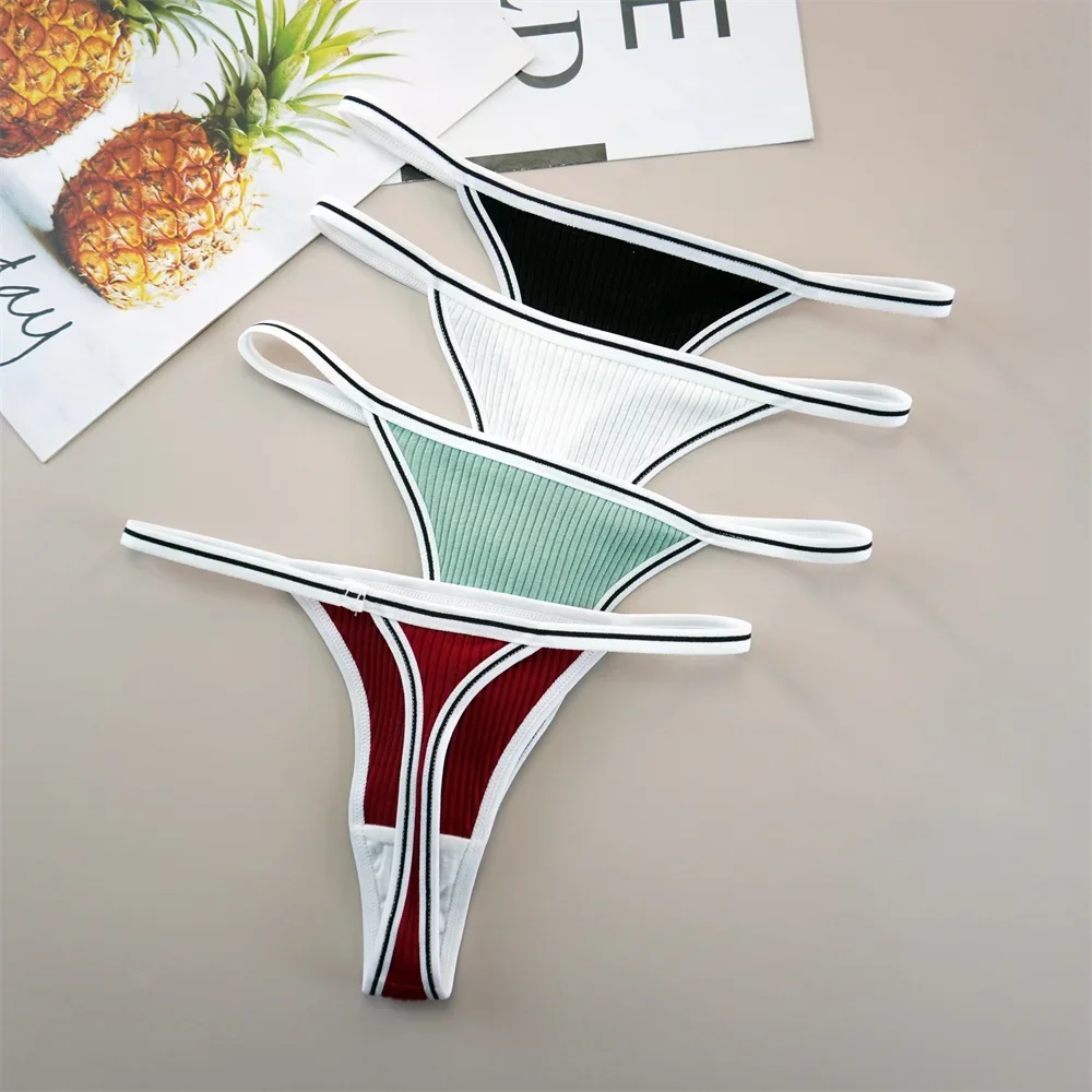 3Pcs/set Sexy Solid Women's Panties Cotton Striped Underwear Sports Thongs Lingerie Soft Comfortable