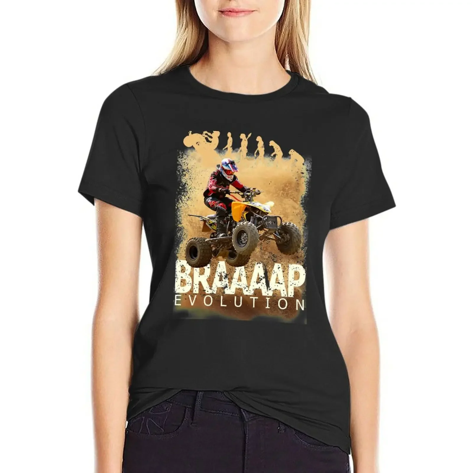 

Motocross ATV Quad Bike BRAP Evolution T-Shirt graphics summer clothes white t-shirts for Women