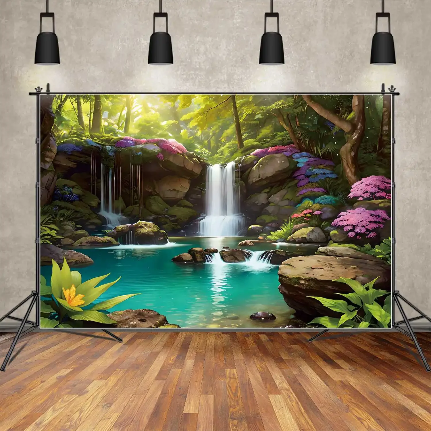 Decorazioni per fondali fotografici a cascata floreale primaverile sfondi fotografici per bambini personalizzati primavera verde