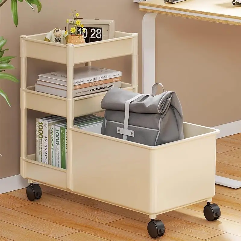 Office Desk underneath Storage Rack Bag Organizer Bookshelf Multi-layer Trolley Plastic Storage Shelf for Bag And Book