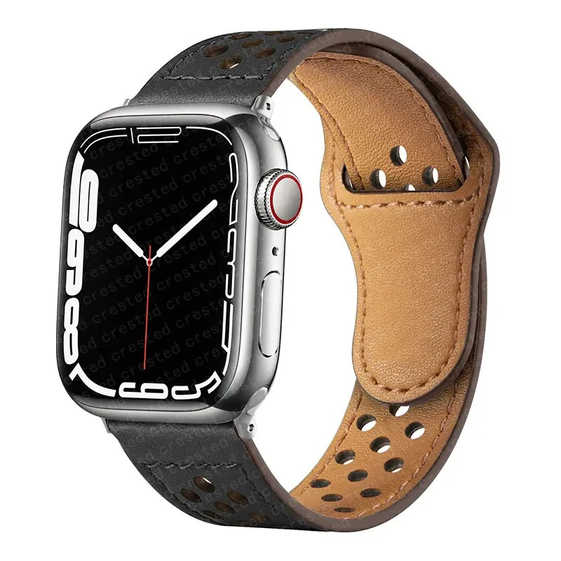 Leather strap For Apple watch band 44mm 40mm 45mm 41mm 49mm 42mm 38mm 44 45 mm bracelet iWatch Ultra 2 series 9 8 3 6 se 7 strap