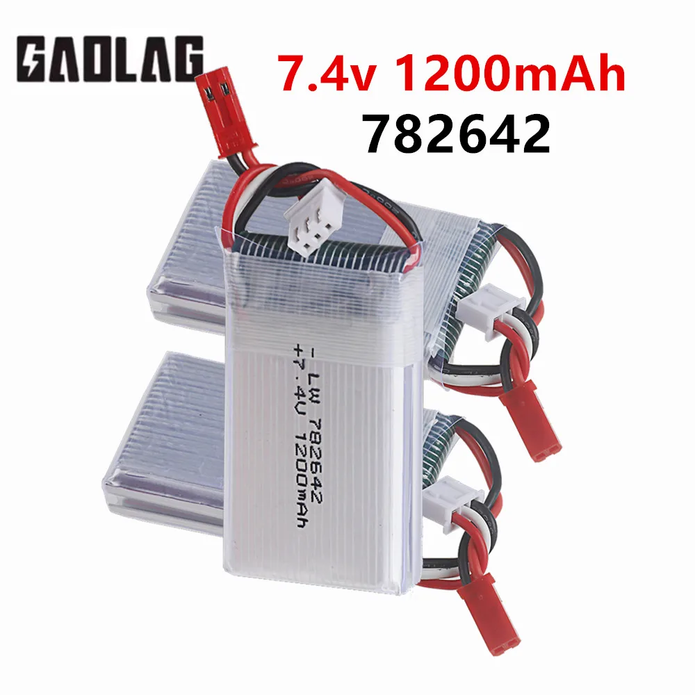 7.4V Battery For MJXRC X600 F46 X601H JXD391V aircraft 782642 7.4V 1200mAh 2S Lipo battery For Remote Control toys Spare Parts