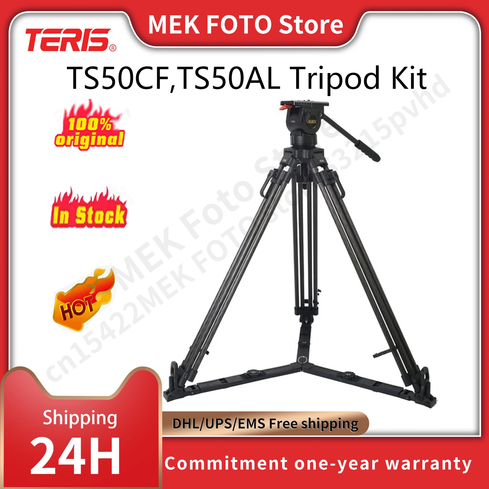 Kit de Cabezal Fluido y Trípode Teris TS50CF, Kit de Cabezal Fluido y Trípode TS50AL, Carga Útil de 5 kg, Kits de Fotografía Profesional