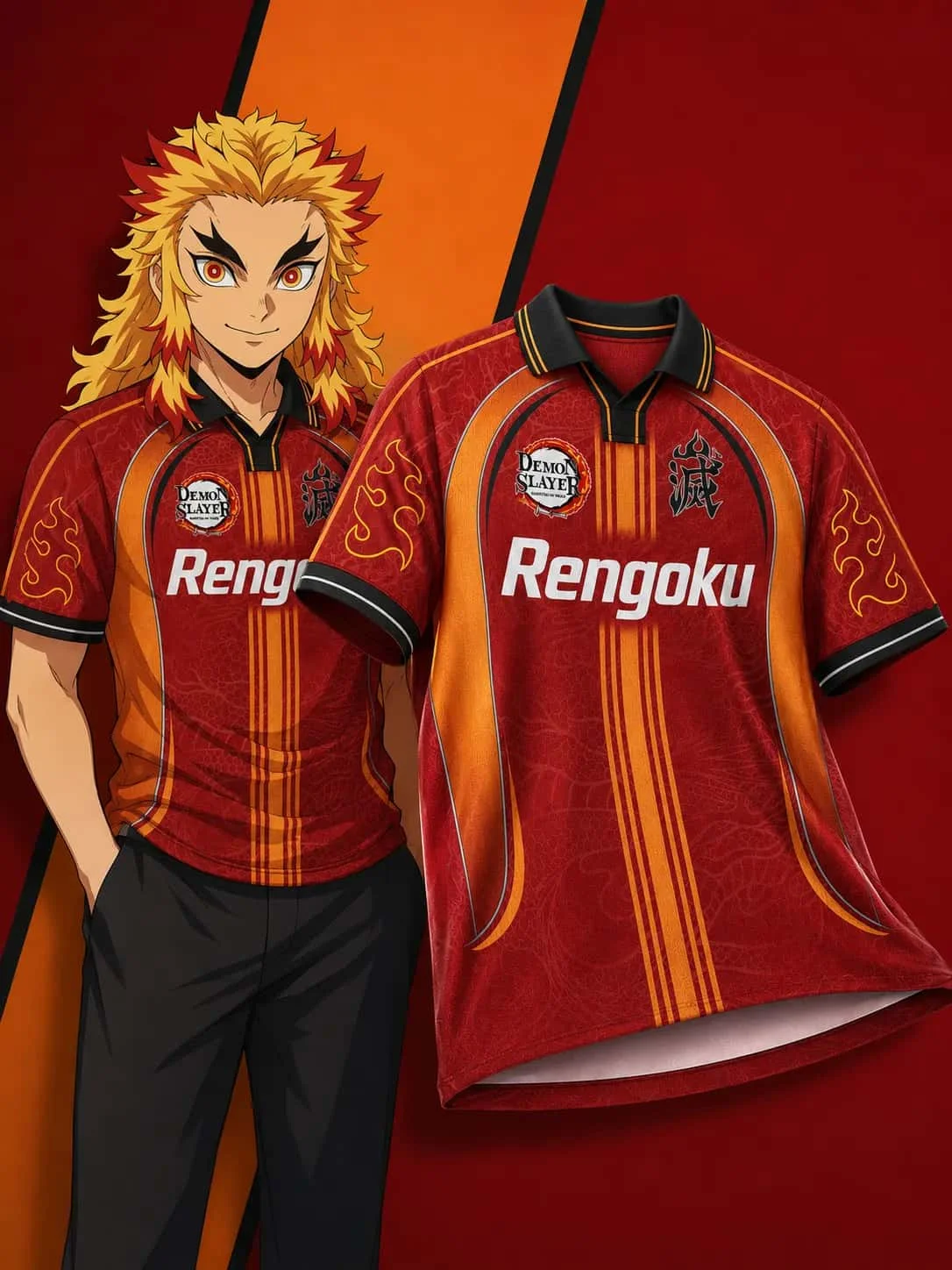 Anime Children Adult Couple Demon Slayer Blade Flame Pillar Shirt T-shirt Breathable Anime Peripheral Short Sleeve Gift