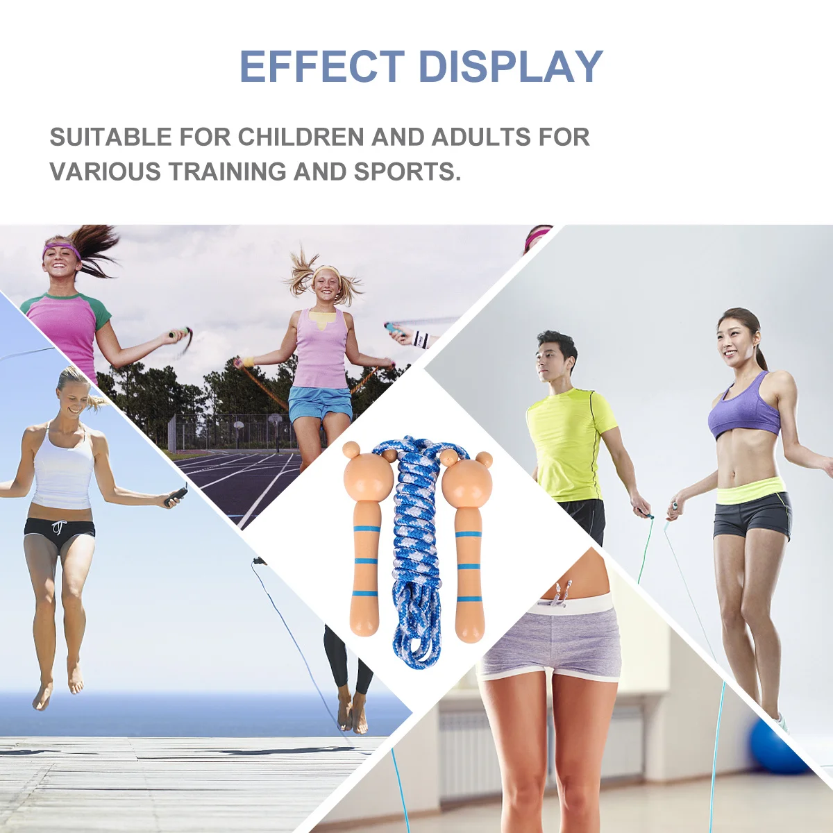 

2Pcs Skipping Ropes Children Wooden Handle Durable Soft Rope Cartoon Jumping Ropes Kids Training Skipping Rope