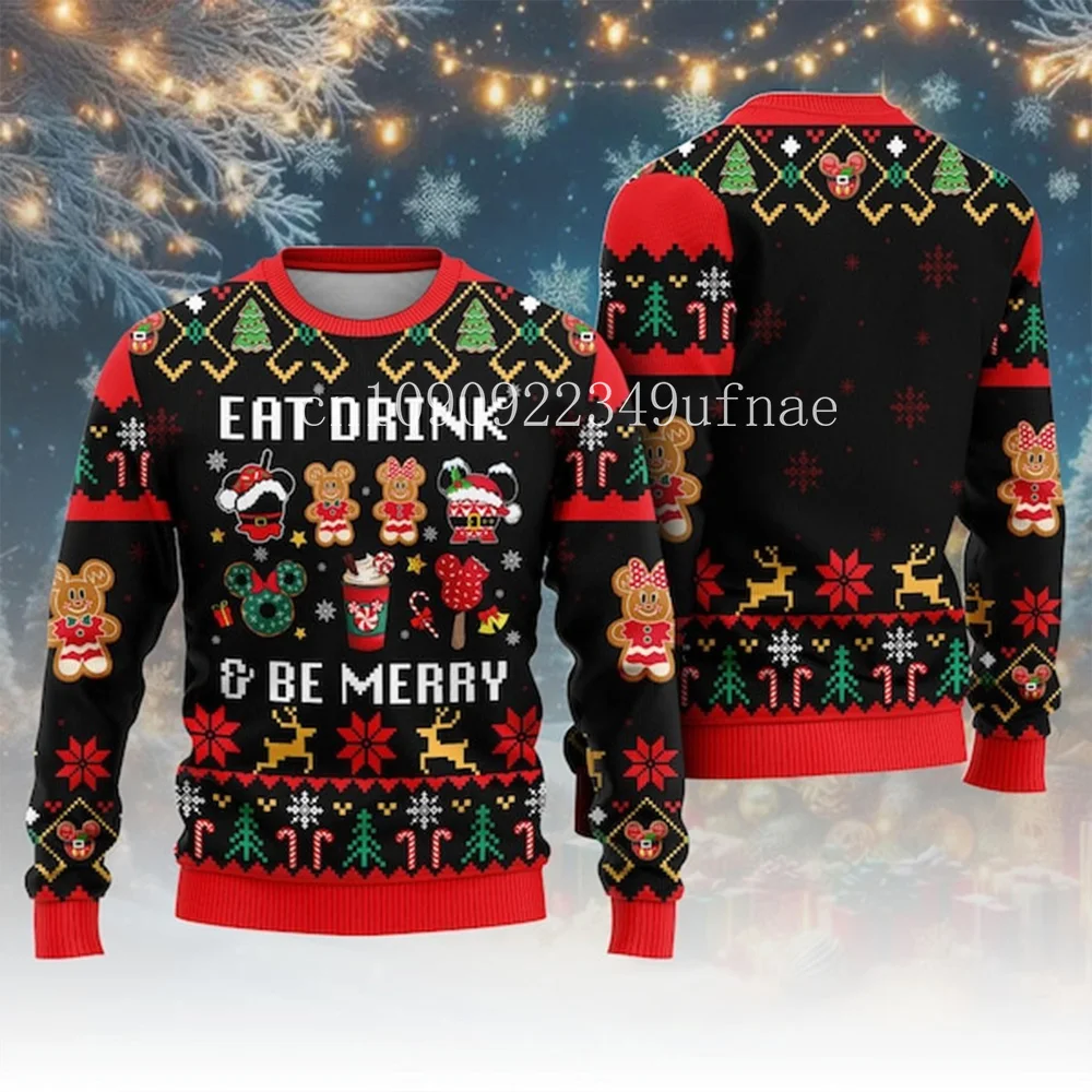 Disney Minnie Mouse Cartoon Couple Ugly Christmas Sweater Women's Christmas Hoodie Minnie Boys Girls Children's Christmas Gift