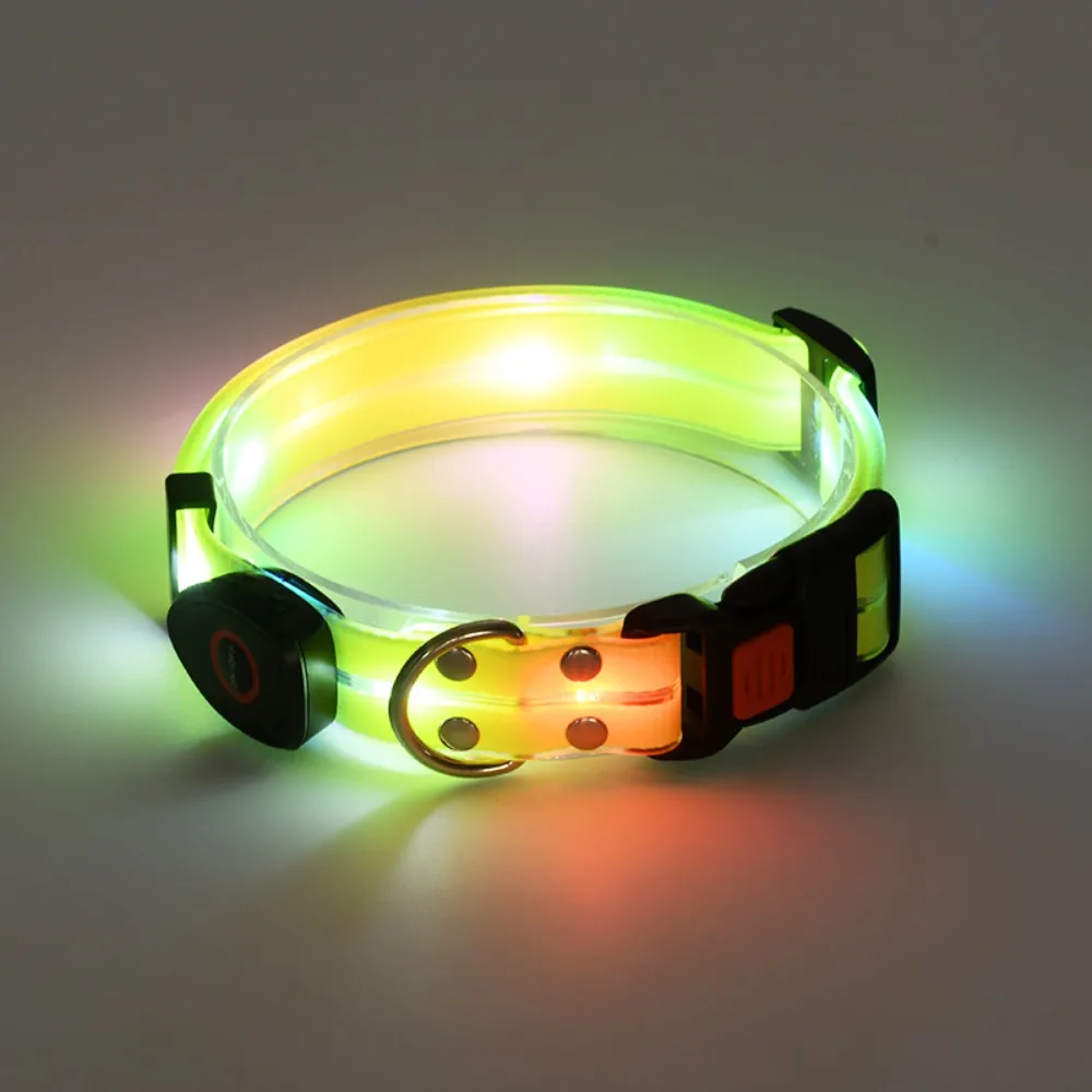 Glowing Dog Collar Leash Waterproof Adjustable Dog Led Light Collar Rechargeable Anti-lost Luminous Dog Collar For Night Walking