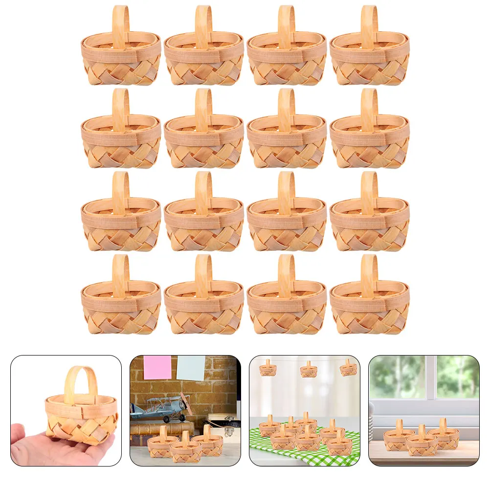 

16pcs Mini Wooden Baskets 6 5x5x3 5cm Handwoven Storage Decorative Wedding Party Favors Holder Lightweight Reusable Safe