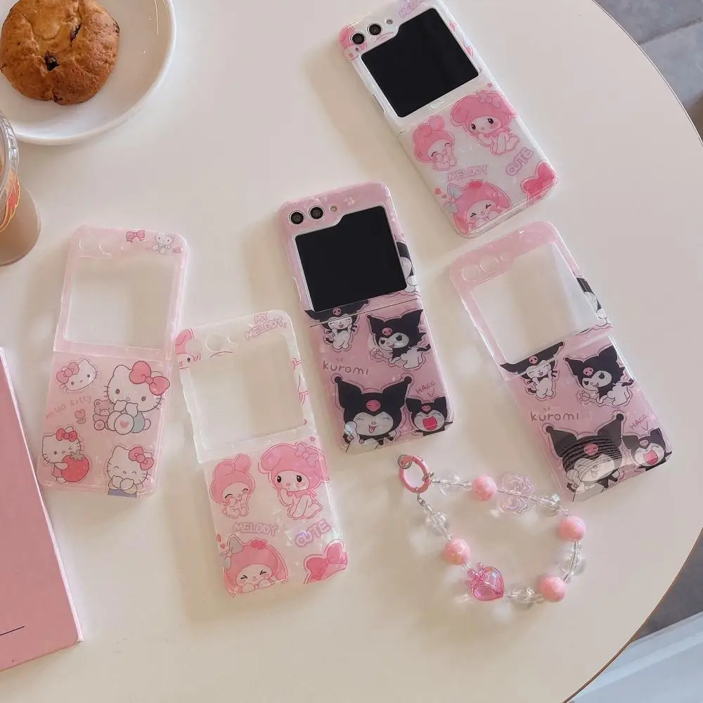 Cartoon Kuromi Hello Kitty Samsung Galaxy Z Flip5 Phone Case 5G ZFlip3 ZFlip4 Flip3 zflip Flip4 Sanrio My Melody Hard PC Cover