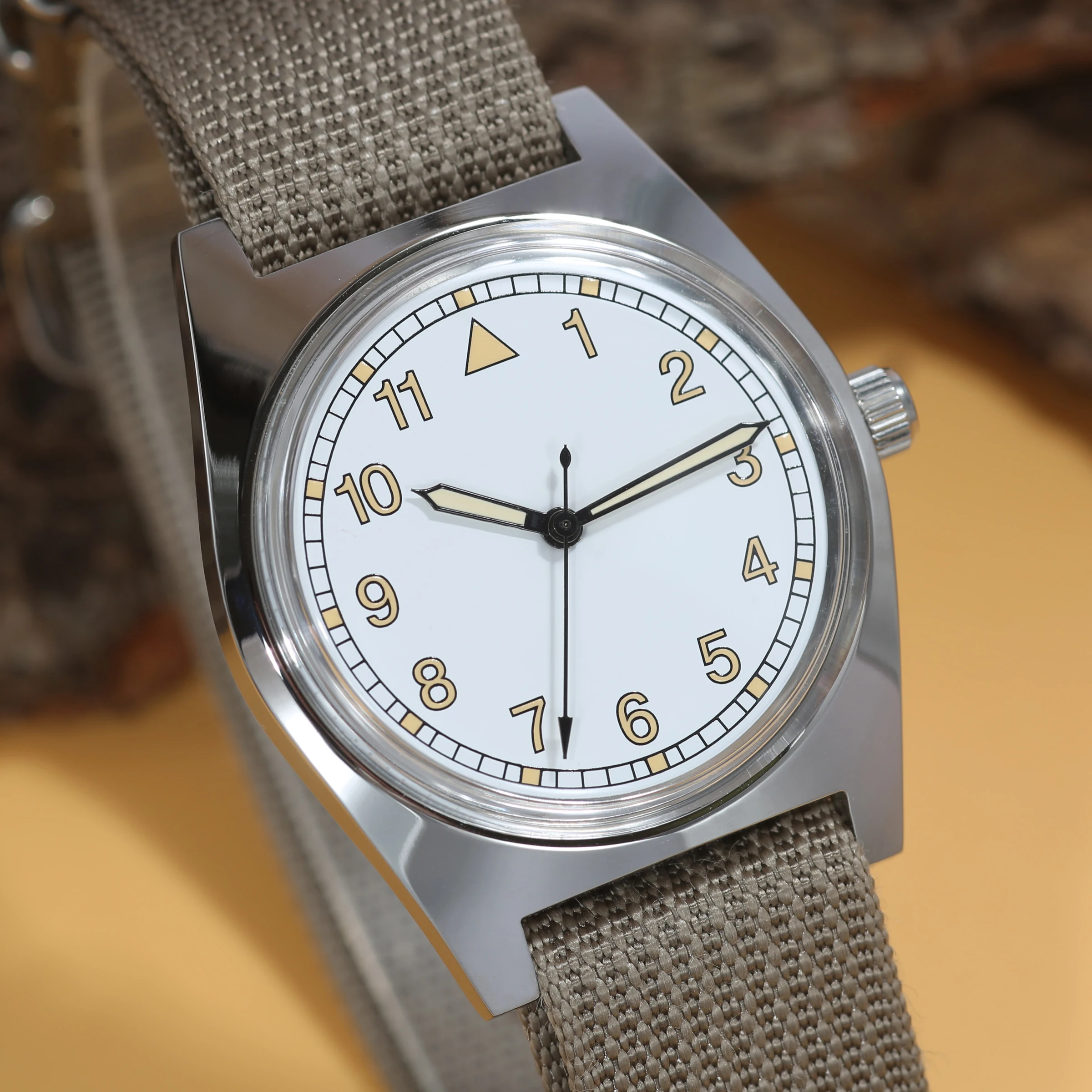 Men's Pilot Watch Manual Mechanical Movement 36mm Retro Small Dial Stainless Steel Waterproof Wristwatch for Men Women