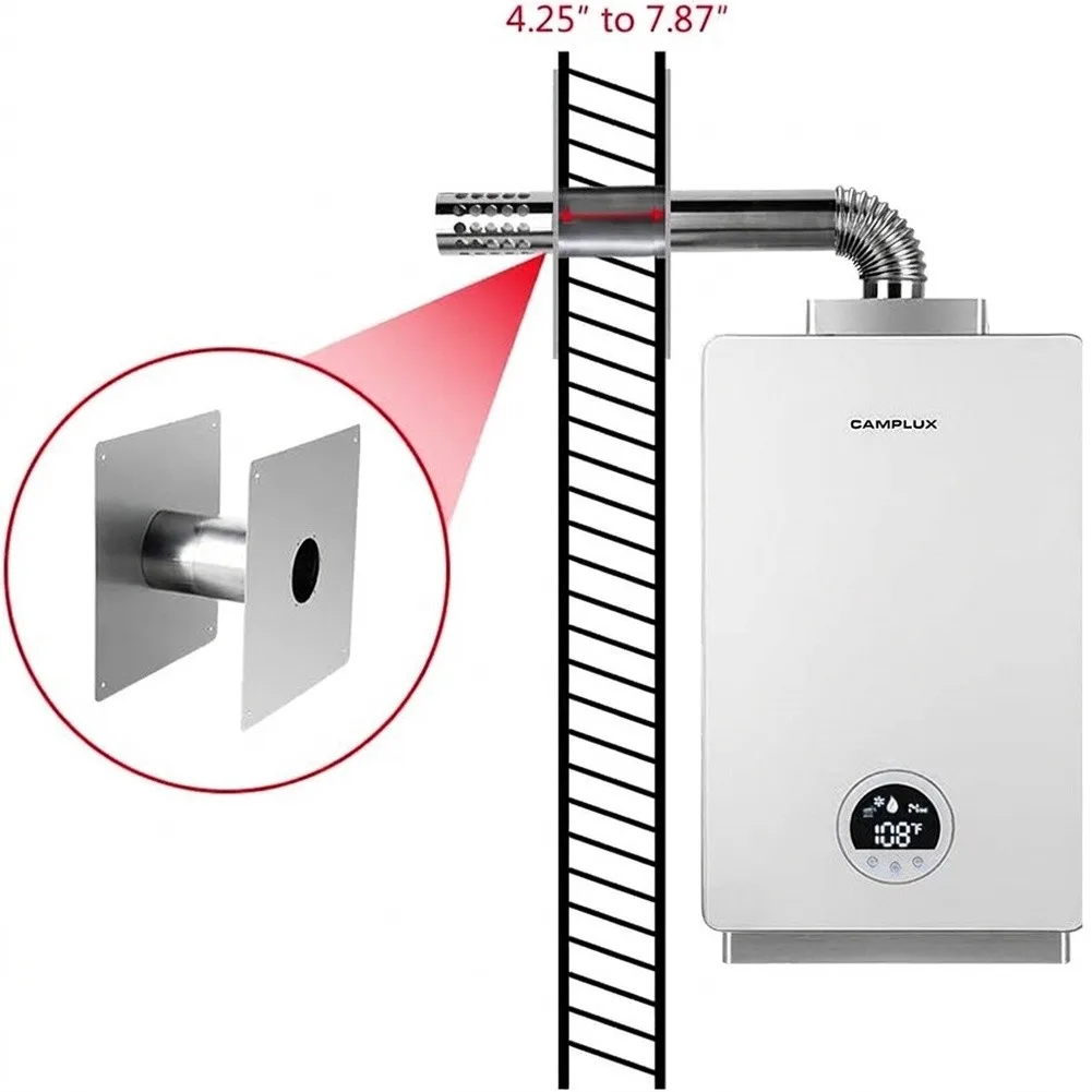 Adjustable Stainless Steel Wall Pin For Gas Water Heater-Exhaust Pipe Ventilation Sleeve Double Wall Casing Roof Flashing