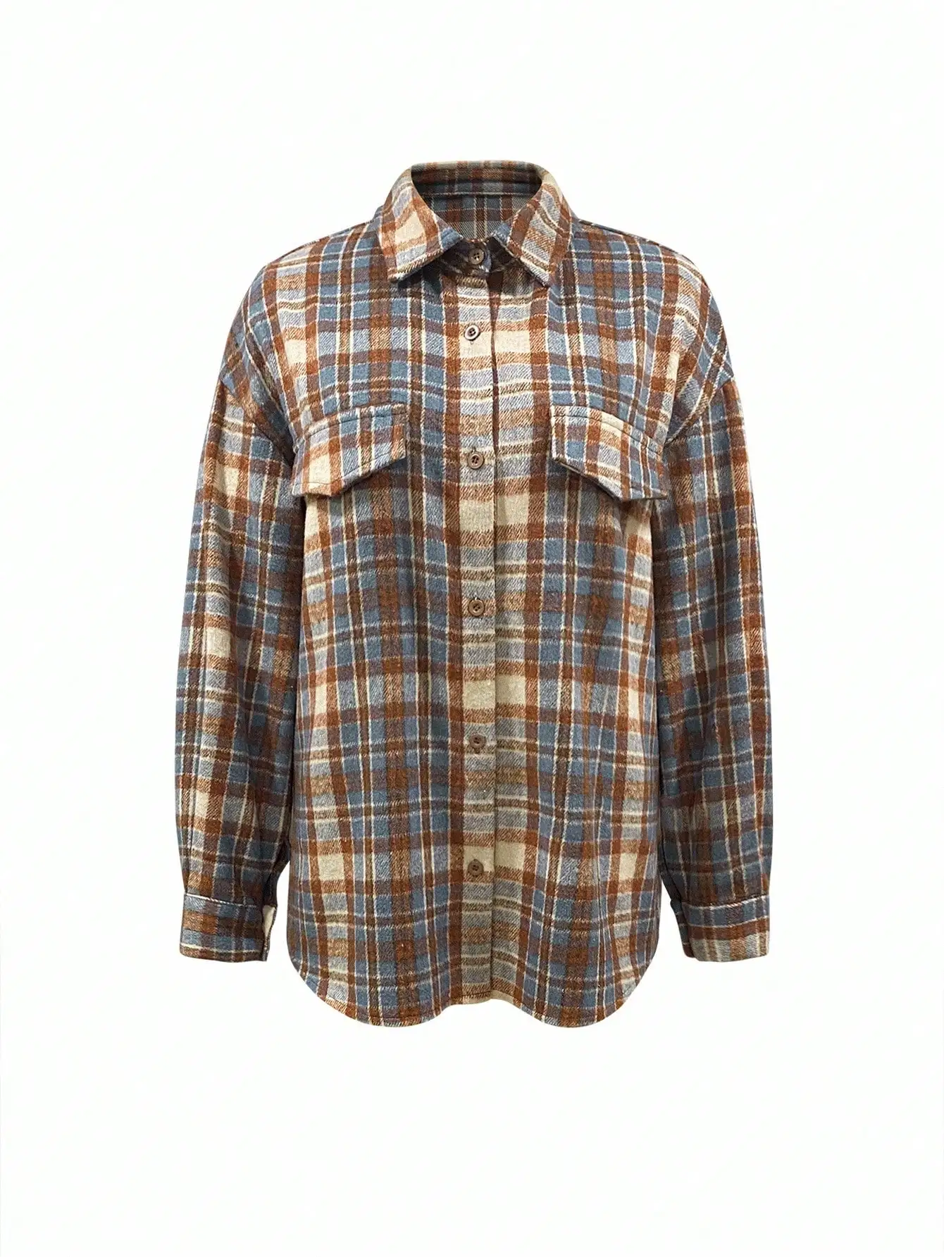 Giacca Casual da Donna a Quadri, Vestibilità Ampia, Cappotto Monopetto a Maniche Lunghe per Autunno e Inverno