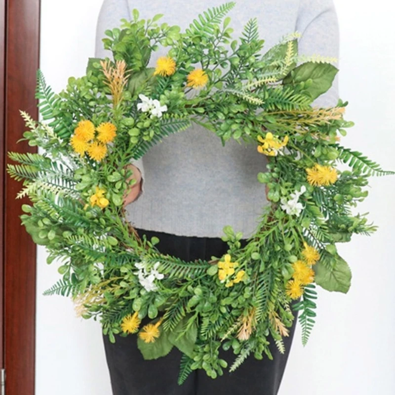 

Artificial Flower Wreath with Leaves Spring Wreath Plant Decoration for Front Door Garden Indoor and Outdoor Decoration D2RD