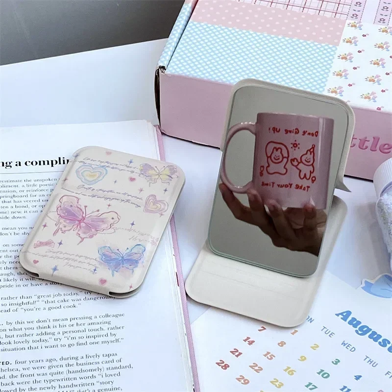 مرايا مستحضرات التجميل من Dream Butterfly Art، مرايا محمولة محمولة باليد، مرآة مكياج قابلة للطي، مرآة صغيرة للسفر والعناية بالبشرة والحمام #1