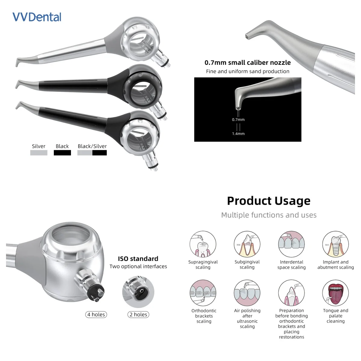 VVDental Dental Air Prophy Unit PV5 Teeth Cleaning Whitening Plaque Removal Smoke Stain Removal Efficient Dental Tool