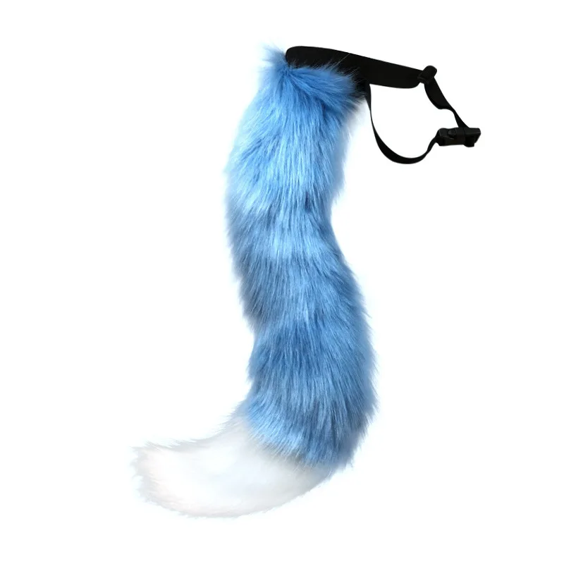 Pink Imitation Fur Fox Long Tail 50Cm Cat Animal Furry Cosplay Halloween Party Costumes Prop Animal Tail Performance Accessories