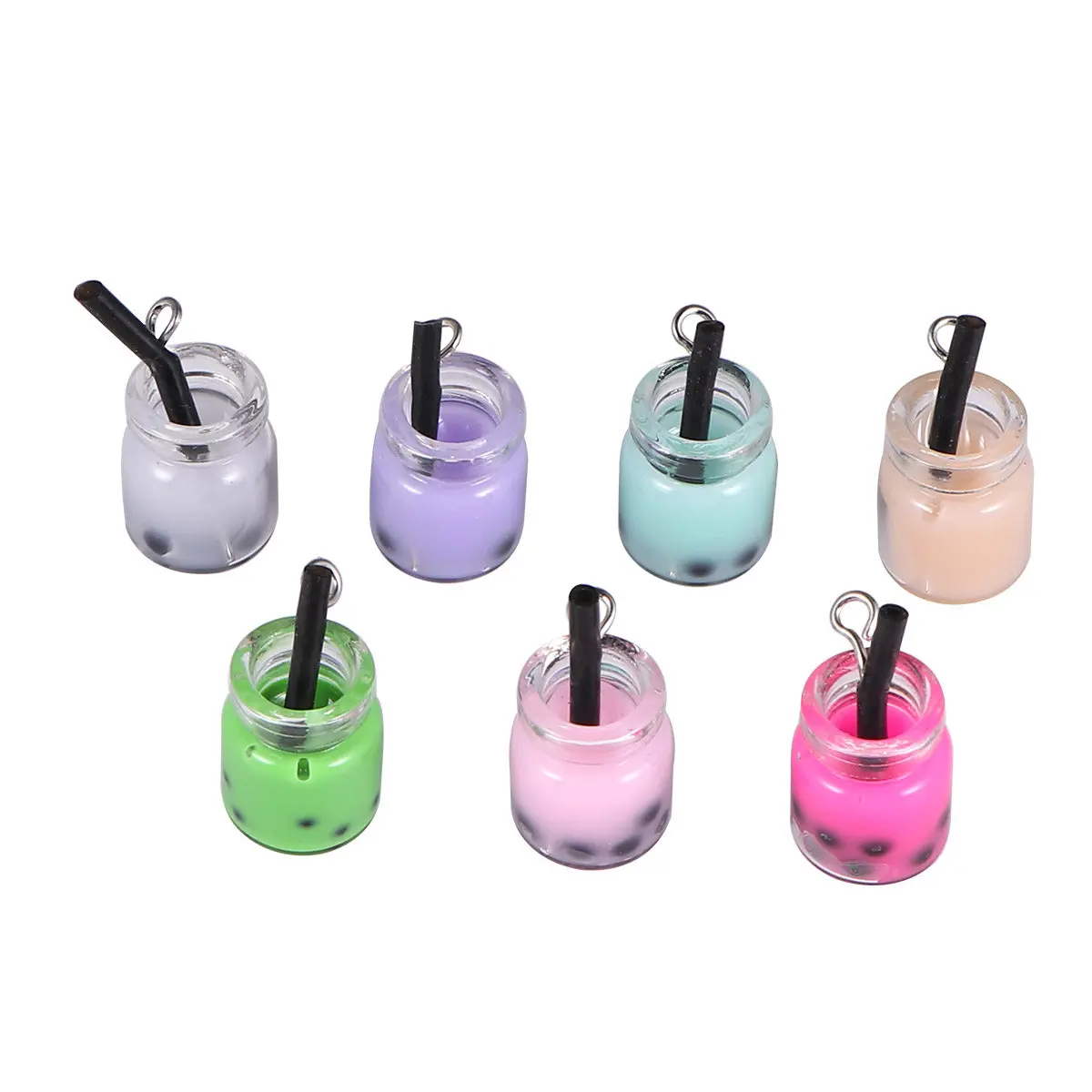 

20Pcs Colorful Bubble Tea Jewelry Components Glass Metal Lightweight Large Hole Pendant Parts Earrings Necklace Charms Home