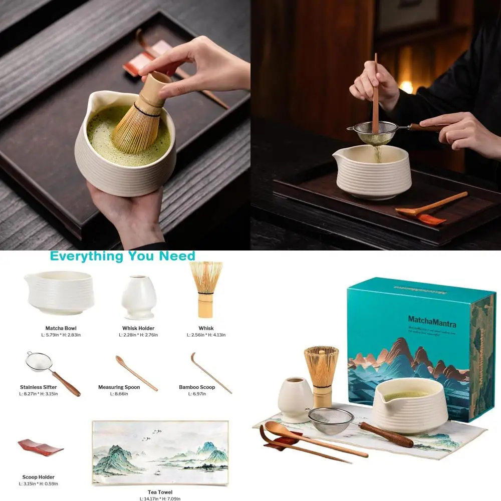 

Elegant Matcha Tea Ceremony Set - 9-Piece Deluxe Kit in White Luxury Magnetic Box - Ideal for Gifts or Personal Use