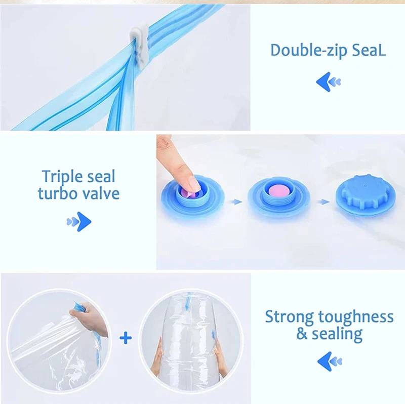 /5pcs Vakuum-Aufbewahrung beutel mit Handpumpe für Bettdecken Kleidung Kissen Bettwäsche Decke Aufbewahrung sparer mehr Kompression – Detail 3