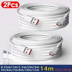 2Pcs USB C Cable 6A 100W Fast Charge 3M 5M 8M 12M TYPE-C Charging Cable for Huawei Samsung Xiaomi OnePlus Camera PS5 Universal