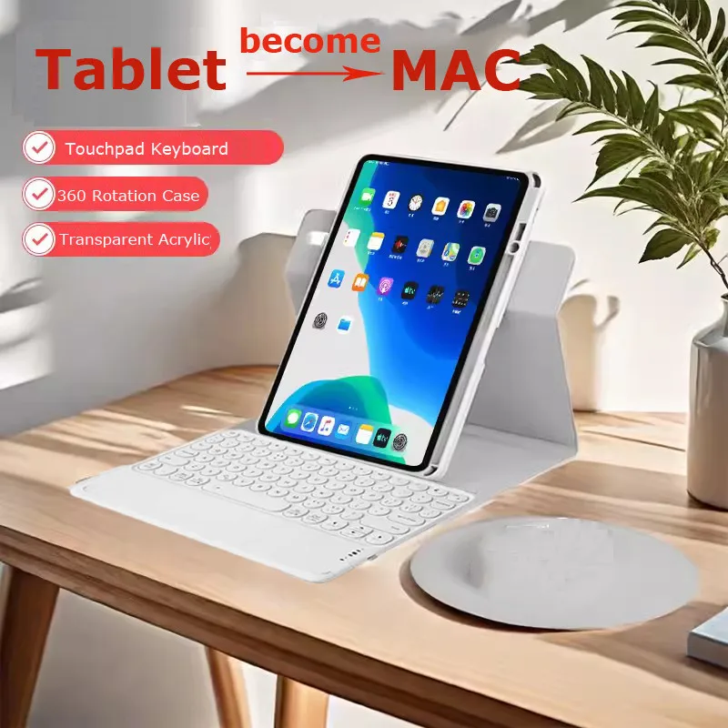 

Чехол с трекпадом-клавиатурой для Xiaomi Redmi Pad 2 11 дюймов 2025 Wi-Fi 4G Mi Pad 2 11 дюймов Магнитная крышка с вращением на 360 градусов и слотом для карандашей
