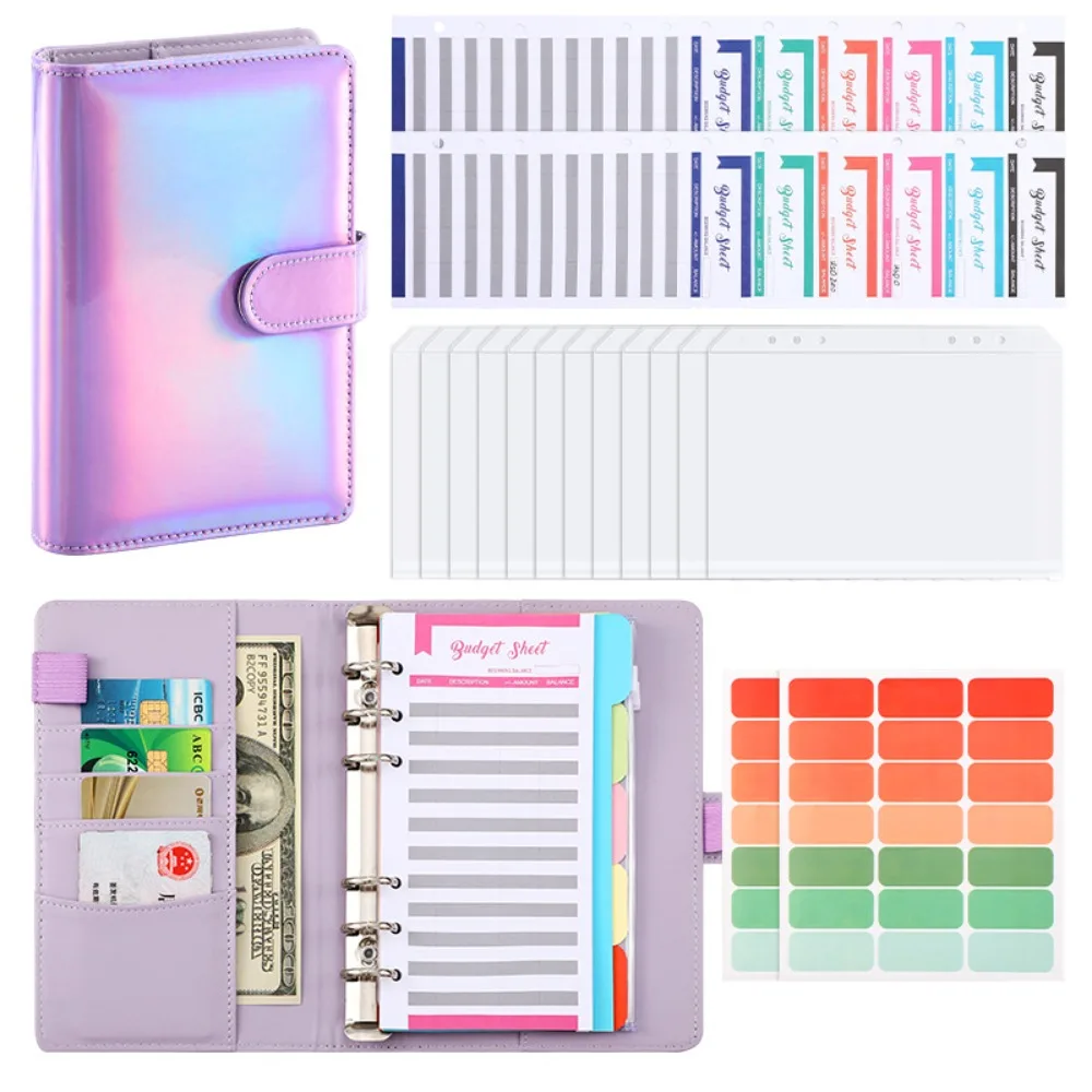 หนัง PU A6 Binder รีฟิล A6 ขนาด Magnetic Buckle Binder การออกแบบเลเซอร์ Magnetic Buckle Refillable Planner Binder