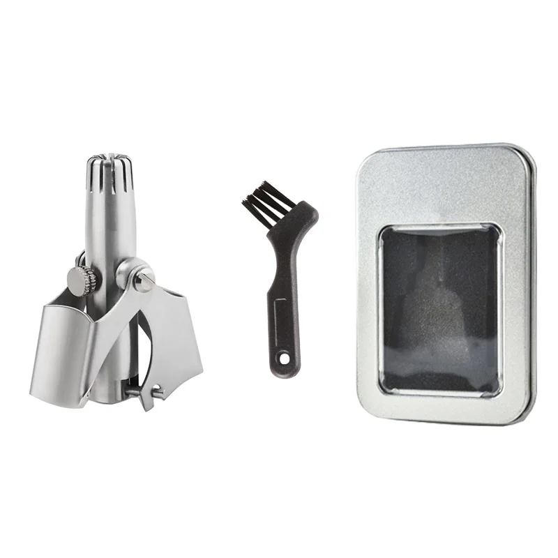 ماكينة تشذيب الأنف المعدنية الميكانيكية المحمولة، نوع الضغط اليدوي، إطلاق الإجهاد من الفولاذ المقاوم للصدأ، مزيل شعر الأنف والأذن