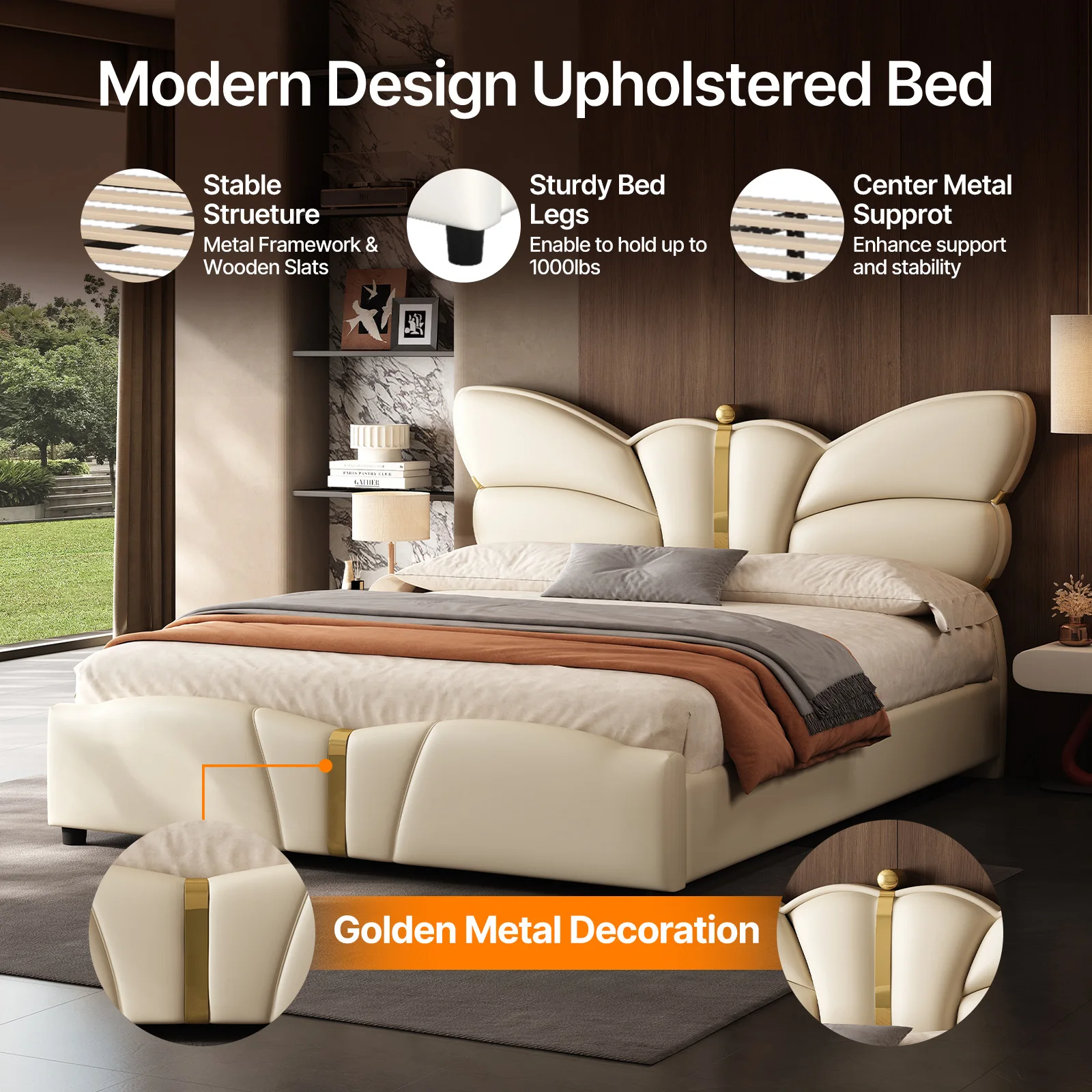 Queen Butterfly Platform Bed 4