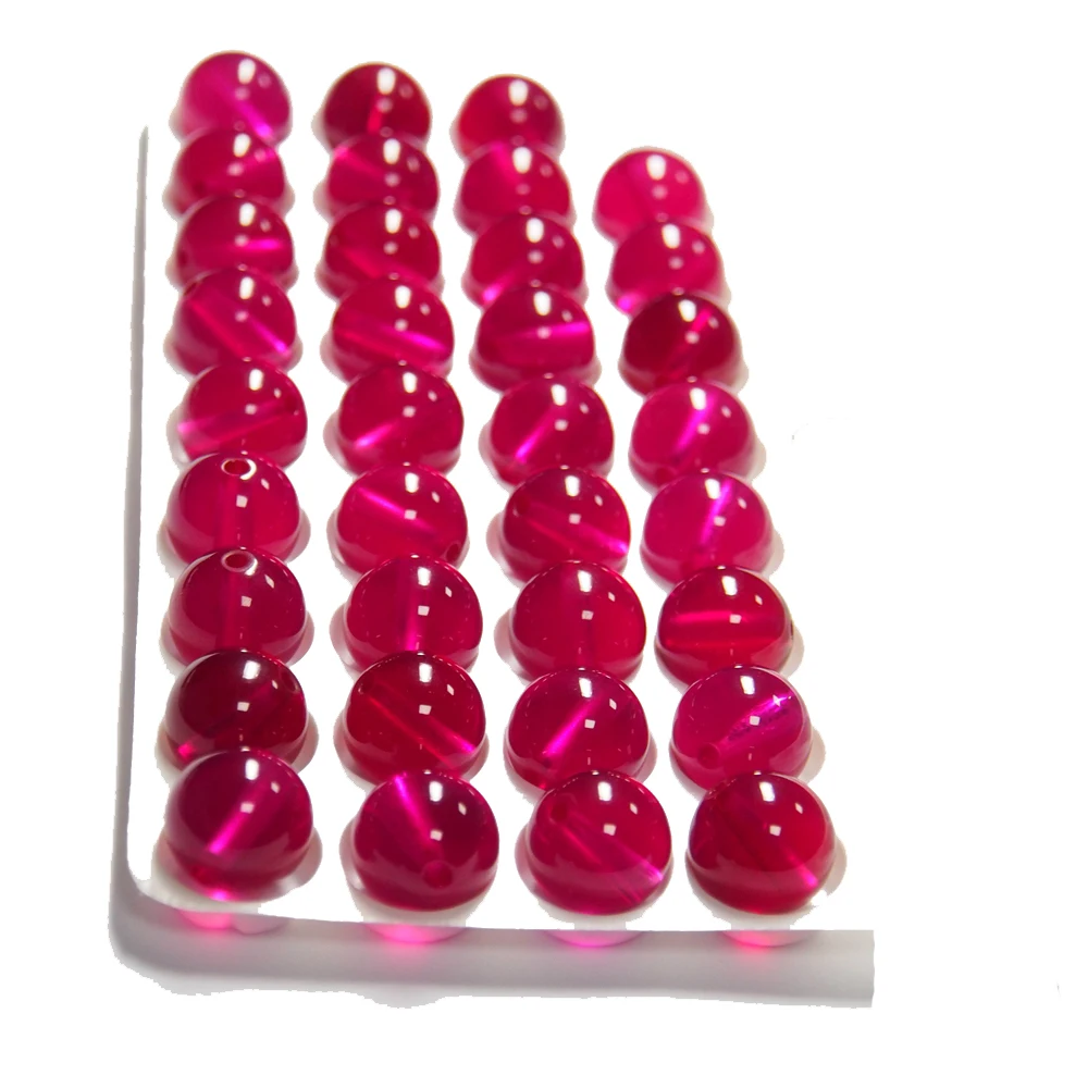 Round Shape 3mm to 12mm Synthetic Ruby Red Gemsotne Loose Stock Beads for Bracelet