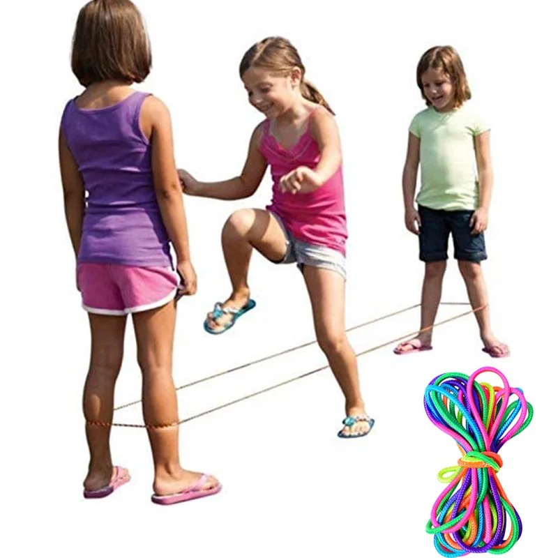 Rainbow Rubber Band For Jumping Game Kids Outdoor Fun Sports Toy Comba Saltar Niños Jeux Enfant Exterieur Buiten Speelgoed